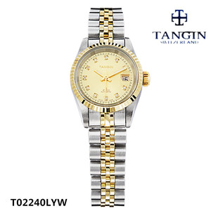瑞士TANGIN天珺女表 正品18K金机械手表02240情侣表女士T02240LYW