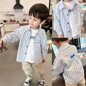 韩版男宝宝春秋长袖衬衫1-2至3-4岁半男童装衬衣儿童衬褂小孩外套
