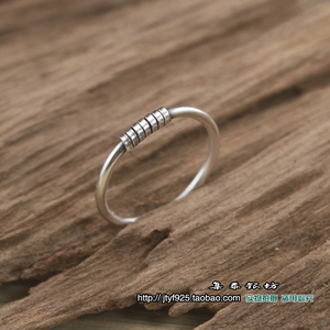 集泰s925纯银手工戒指简单极细银丝缠绕圈日韩男女学生戴小指尾戒