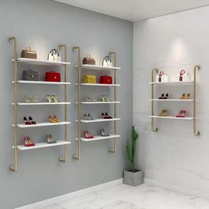 鞋店上墙鞋架展示架多层女装店包包架商城精品屋壁挂式置物架金色