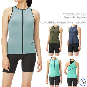 出口日本纯元sp女士素雅拼色设计感功能性拉链款分体泳衣 偏小