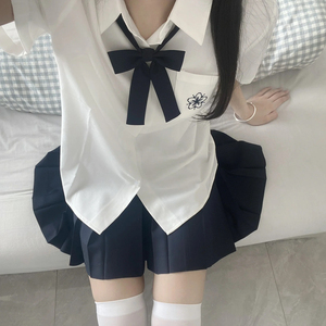 原创JK制服衬衫女短袖基础款夏季学院风日系白色衬衣上衣裙子套装