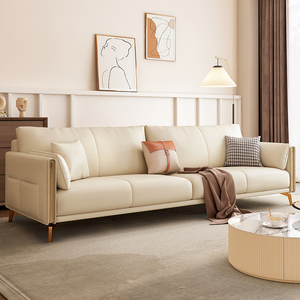 百方奶油风科技布沙发客厅小户型现代简约猫抓布新款直排布艺沙发