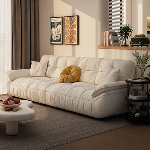 百方云朵沙发客厅现代轻奢简约猫抓科技布沙发奶油风直排布艺沙发
