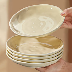 奶油风盘子菜盘家用2024新款陶瓷碗碟餐具釉下彩深餐盘高级感碟子