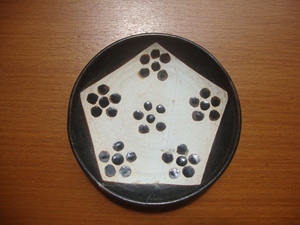 金元时期北方磁州窑满天星小盘标本一只磕碰四瓣锔钉锔艺锔活修复