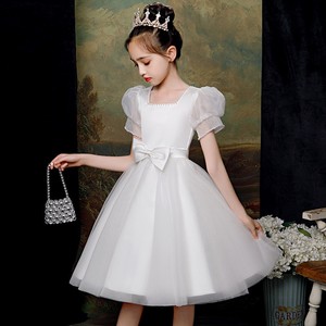 主持人简单大方学生艺考服装女孩生日花童婚礼公主裙钢琴演出礼服