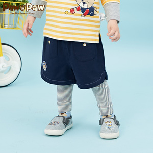PawinPaw卡通小熊男婴假两件裤子条纹打底裤潮