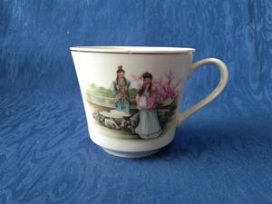 7-80年代中英文款中国博山红楼梦林黛玉贾宝玉凄美爱情描金茶碗
