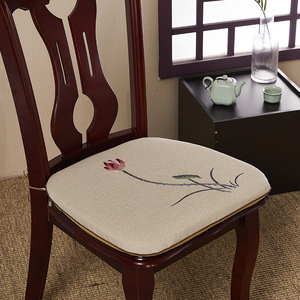 中式古典餐椅垫坐垫家用四季实木椅子坐垫刺绣加厚椅垫防滑可拆洗