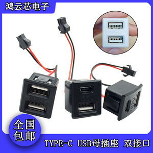 type-c母座 双层USB接口 a母 usb灯具充电插口电源插座带线连接器