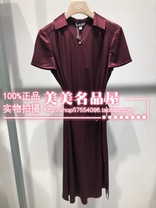 双皇冠现货思菩兰专柜正品夏装新款女酒红短袖连衣裙Z192L26