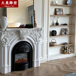 天然法式石材壁炉欧式室内装饰装饰汉白玉石雕美式大理石壁炉定制