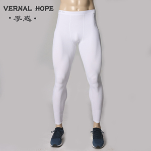 VH健身裤男白色运动紧身打底速干高弹力瑜伽跑步训练压缩长裤春