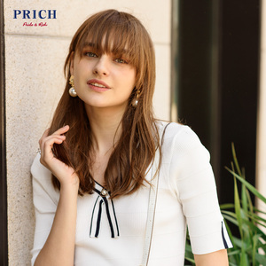 PRICH2019年春季新款韩版时尚女装针织衫V领套头打底衫