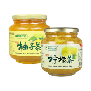 韩国农协蜂蜜柠檬茶1kg*柚子茶1kg两瓶组合装原装进口冲饮可批发