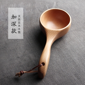 日式榉木瓢实木短柄大汤勺木勺米瓢水瓢沐浴桑拿厨房饭勺木桶勺子