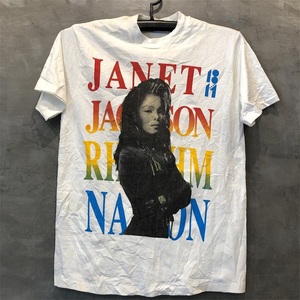 Janet Jackson珍妮杰克逊人像欧美歌手印花短袖男女街头质感T恤潮