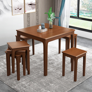 多功能餐桌凳实木小方桌家用小户型休闲餐厅可层叠收纳凳桌子组合