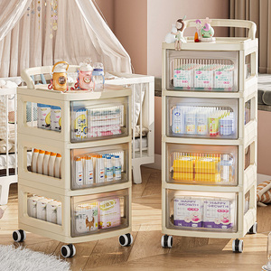 零食小推车多功能置物架家用婴儿宝宝用品收纳柜子抽屉式移动架子