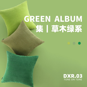 灯芯绒抱枕简约现代绿色靠垫套客厅沙发靠背含芯房间沙发家用靠枕