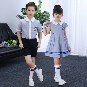 男女童装英伦学院风校服套装夏装韩版小学生班服连衣裙幼儿园园服