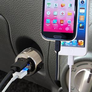 日本Kashimura汽車載迷你充雙口usb4.8a一拖二带灯点烟器手机车充