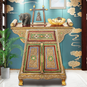 泰国实木玄关储物收纳柜泰式装饰柜子雕花客厅桌子东南亚风格家具