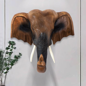 泰国大象头木雕壁挂东南亚风格装饰挂件壁饰客厅墙壁挂装饰品墙饰