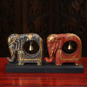 泰国手工雕刻铜铃大象工艺品创意电视酒柜博古架桌面装饰玄关摆件