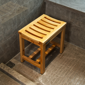久汀防水防滑洗澡凳子实木浴足凳木质淋浴房凳浴室洗澡椅子冲淋凳