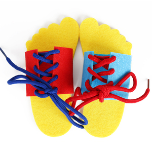 幼儿园区域区角不织布拖鞋系鞋带穿鞋带早教亲子教具玩具活动材料