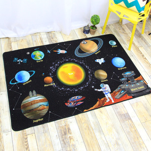星空星球太阳系星系太空火箭天空宇宙地垫圆形长方形防滑机洗地毯