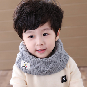 韩版秋冬季男孩毛线儿童围脖套头女童宝宝小学生保暖围巾百搭加厚