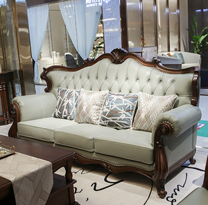 美式实木沙发简约欧式客厅复古123组合轻奢新古典真皮沙发小户型