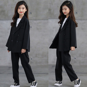 女童西装套装洋气秋冬亲子装2024新款韩版西服中大童时髦两件套潮