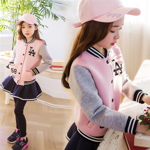 女童秋款套装冬韩版亲子装母女中大童时尚棒球服外套裙裤两件套潮