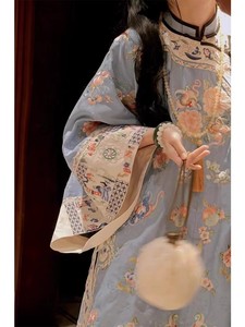 新中式国风提花刺绣蓝色上衣女春装日常清汉改良汉服旗袍衬衫外套