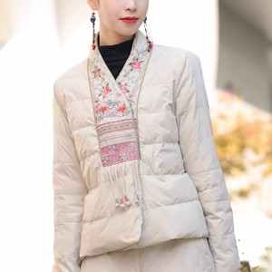 品牌折扣专柜新中式绣花棉袄女冬中国风重工刺绣短款羽绒棉服外套