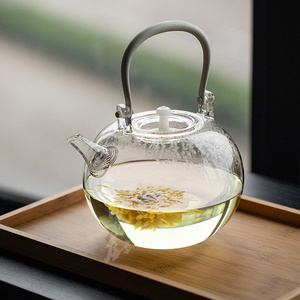 鱼戏耐高温玻璃茶壶加厚煮茶器日式泡茶壶家用仿古黑白茶煮茶壶