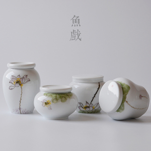【清仓】陶瓷手绘迷你小号随身便携式茶叶罐储物罐密封罐子