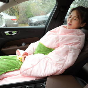 可穿抱枕被子两用车内汽车靠垫被车内二合一折叠被冬季保暖办公室