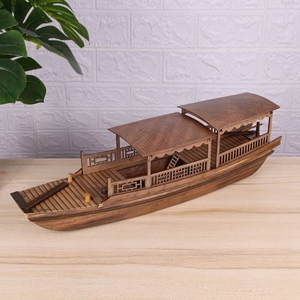 中国江南水乡木船仿古绍兴水乡船乌篷船可以水中飘工艺品装饰摆件