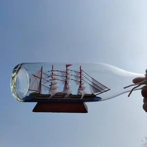 瓶中船漂流瓶LED灯玻璃帆船一帆风顺工艺船家居装饰商务儿童礼品