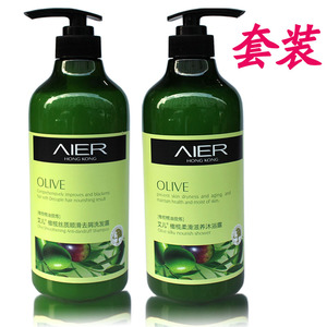 艾儿套装 橄榄丝质顺滑去屑洗发水750g+750g橄榄柔滑滋养沐浴露