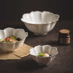莳绘金缮日式花瓣碗家用饭碗景德镇陶瓷餐具网红创意单个拉面汤碗