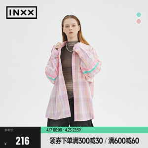 【INXX】Standby 明星同款美式复古长袖衬衫男格纹拼接粉色衬衣女