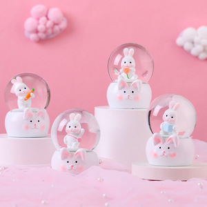 少女心卡通兔水晶球桌面装饰摆件儿童萝卜兔发光水球学生节日礼物