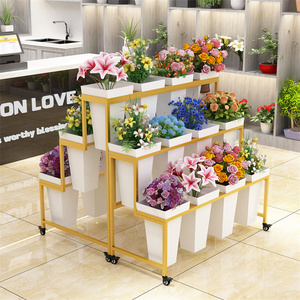 轻奢铁艺花架可移动多层花桶架室内养花鲜花陈列架花店专用展示架