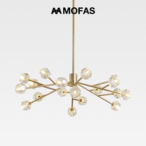 MOFAS后现代轻奢简约创意北欧客厅餐厅卧室灯具金色分子水晶吊灯